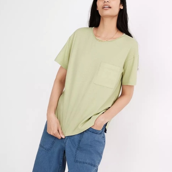 Madewell Tops - Madewell soft fade cotton light green pocket tee
